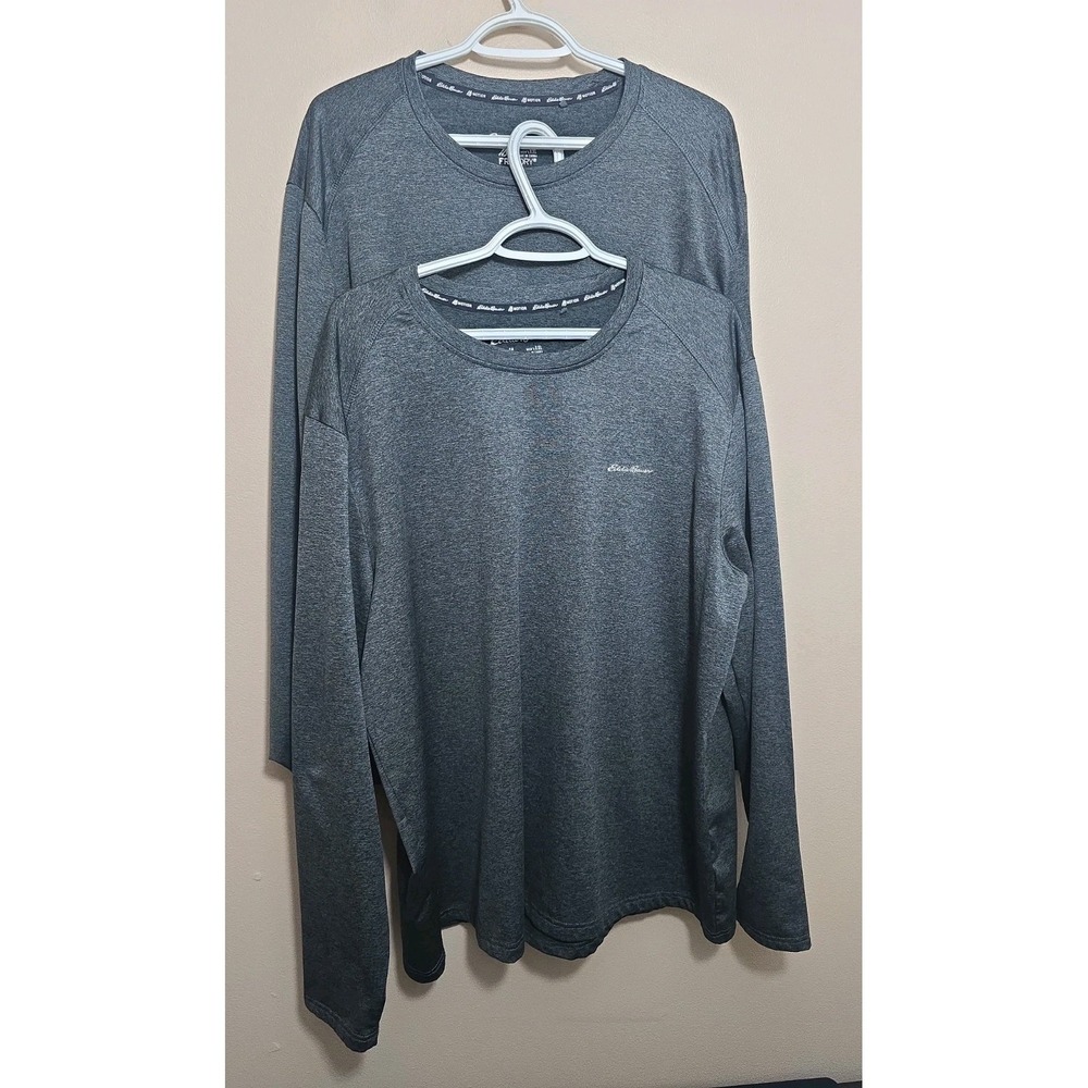 Lot of 2 Eddie Bauer‎ Freedry Mens XXL Long Sleeve Motion T Shirt Gray Lined